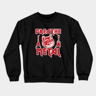 Death Metal Heavy Breathing Cat Crewneck Sweatshirt